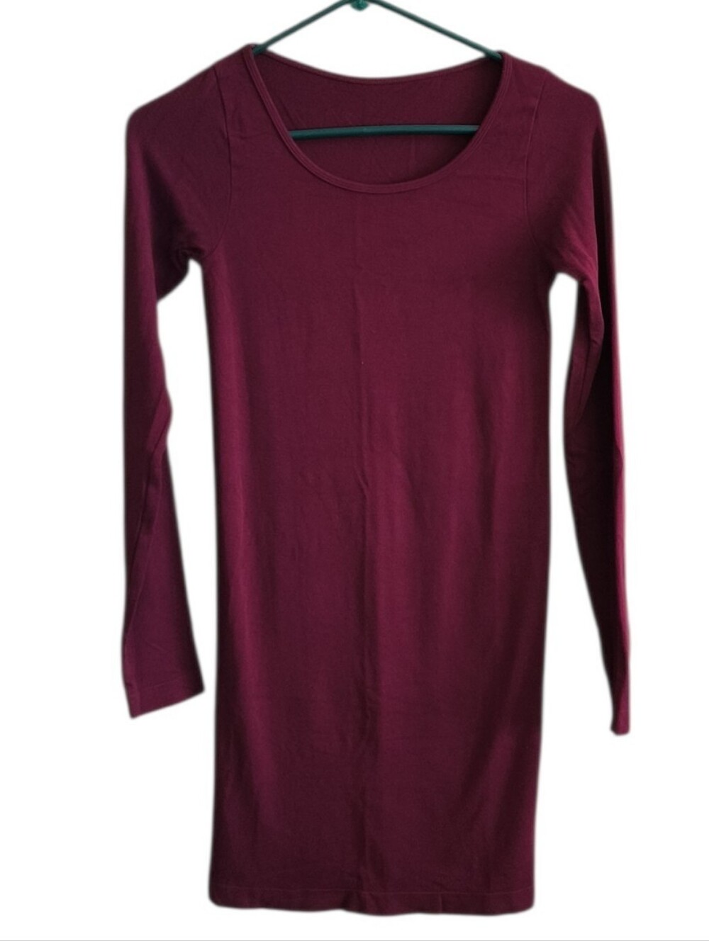 Elietian Long Sleeve Scoop Neck Bodycon - Burgundy